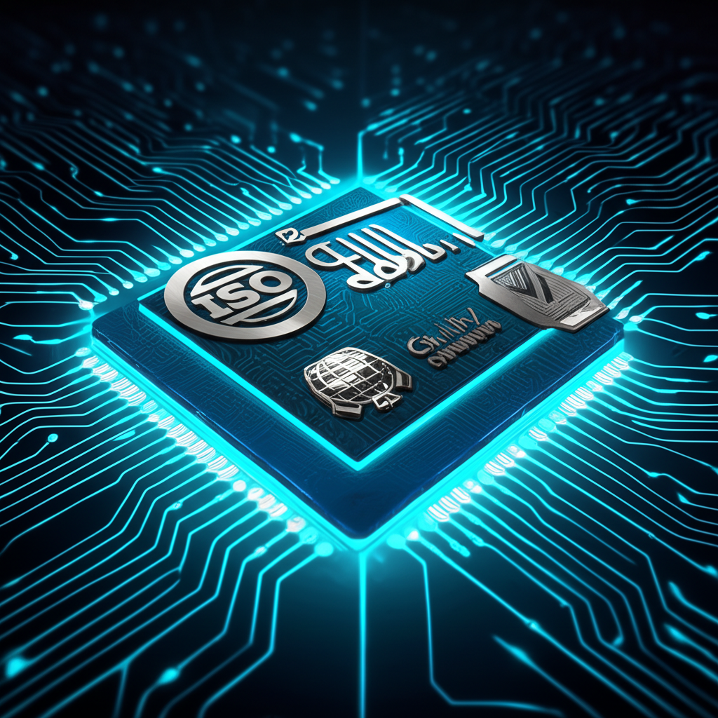 blueprint of a forged part with quality certification symbols symbolizing high engineering standards