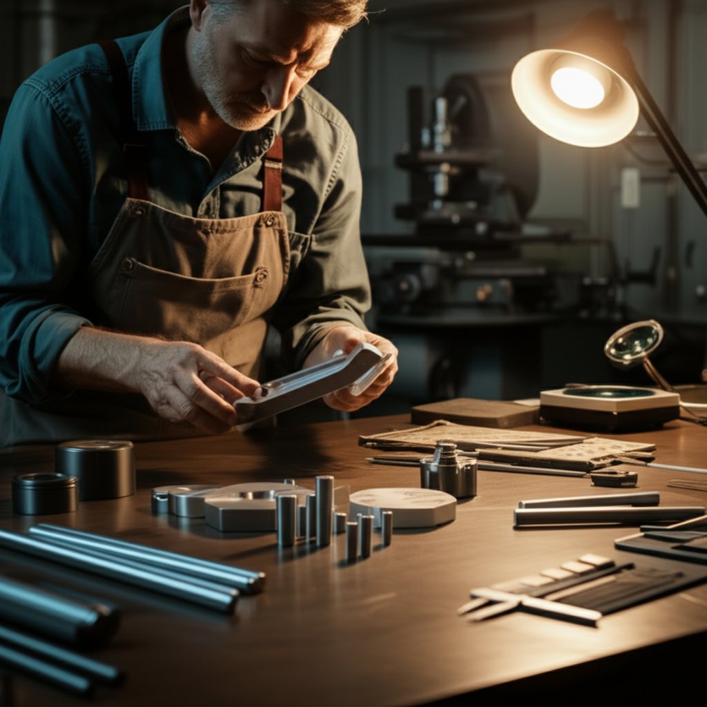 technician reviewing custom metal components for specialized automotive applications