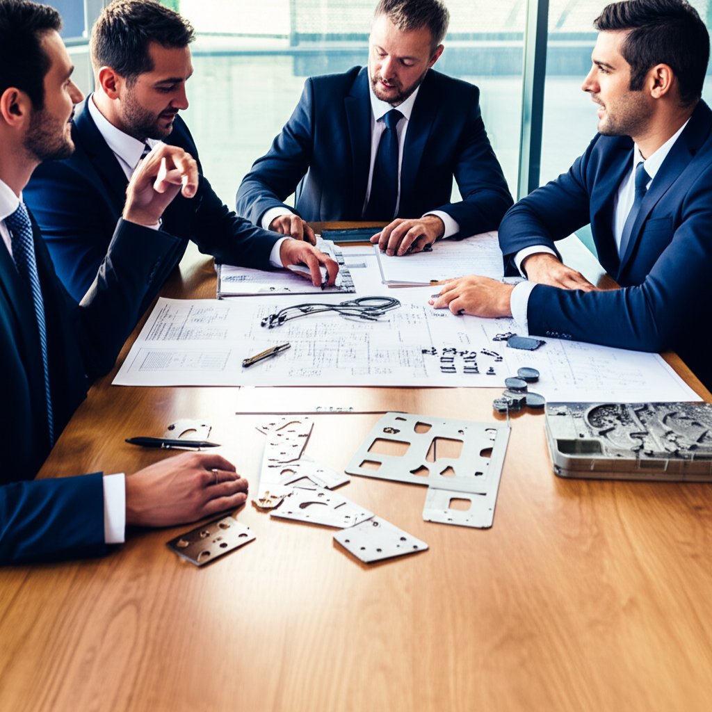 automotive engineers reviewing stamping supplier capabilities and quality