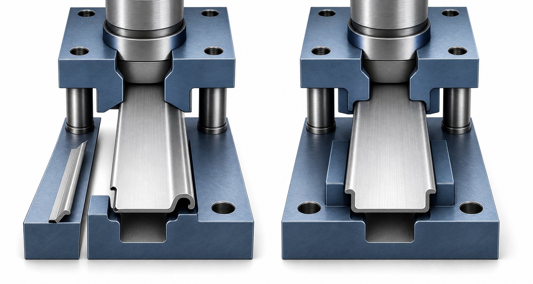 comparison of negative bypass notches removing strip material versus positive bypass notches with die side clearance pockets