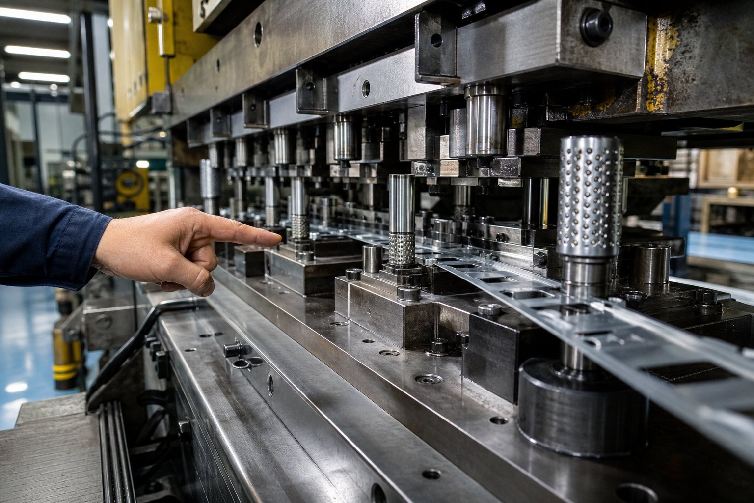 production progressive die requiring systematic bypass notch troubleshooting when strip feeding issues arise
