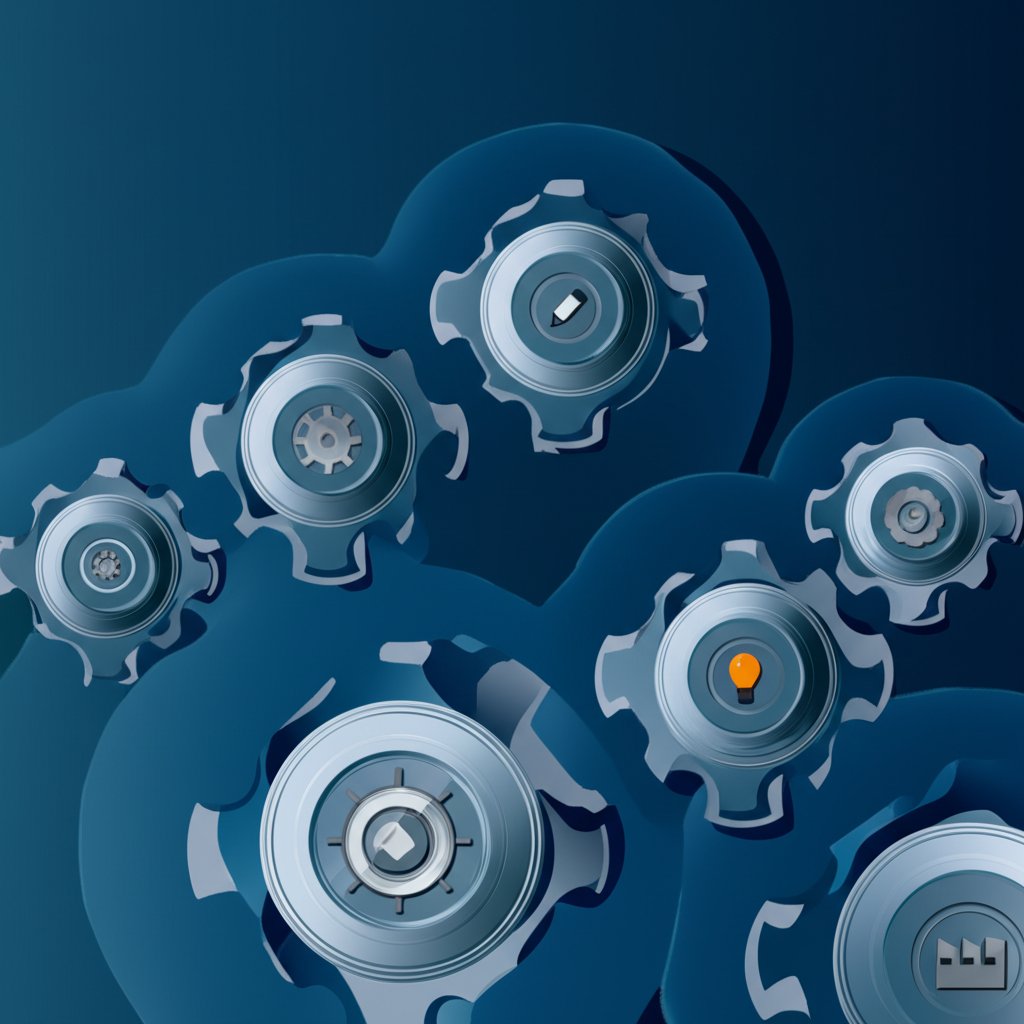 diagram of interconnected gears symbolizing the core services of product development support