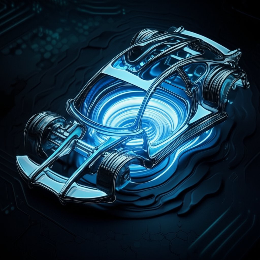 conceptual art of a high tech automotive chassis being formed through die casting