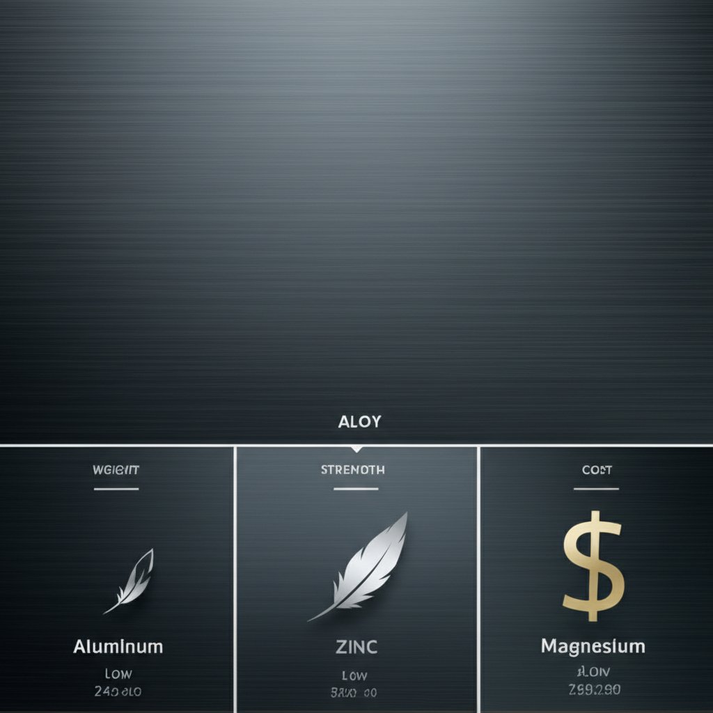 visual comparison of aluminum zinc and magnesium alloys for die casting