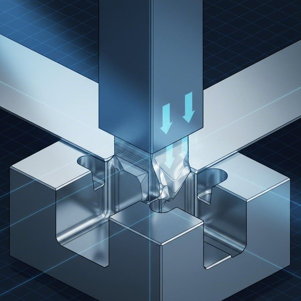 Cross section diagram of the coining process showing plastic flow and compression