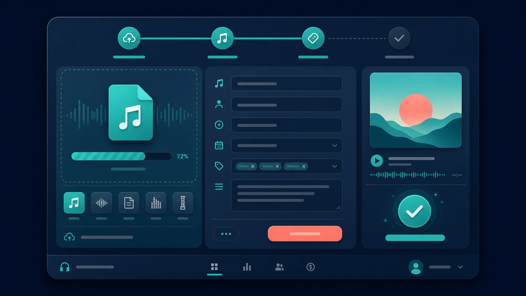 the upload process for ai music requires proper file formats accurate metadata and honest ai disclosure to pass review