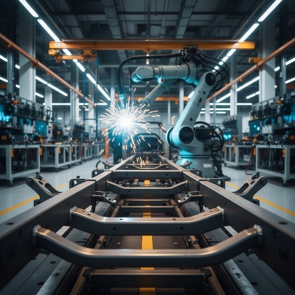 precision laser cut steel components integrated in automotive chassis assembly