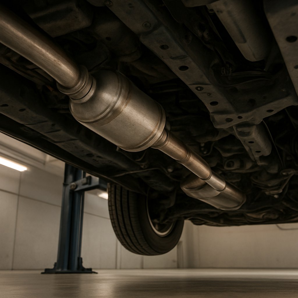 illustration of a catalytic converter location in a vehicle exhaust system