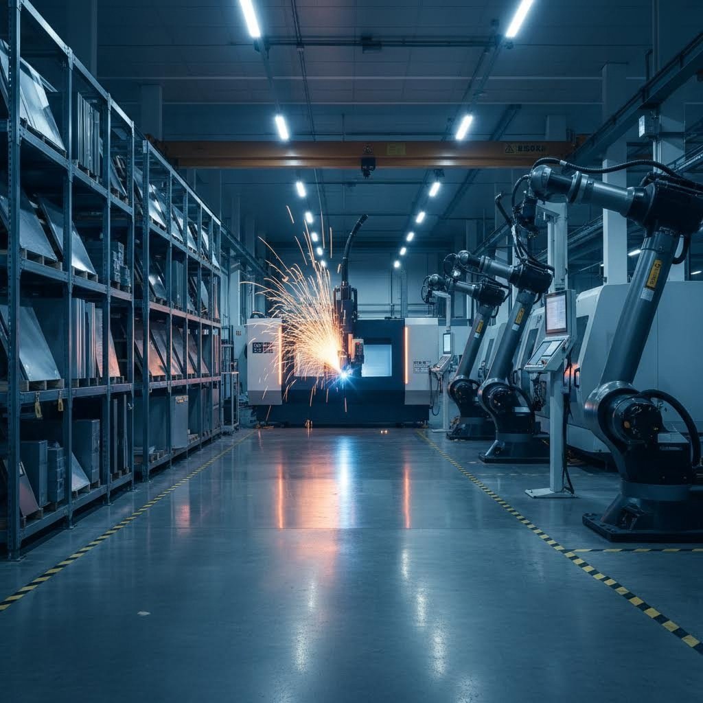 modern industrial sheet metal fabrication facility with precision cnc equipment