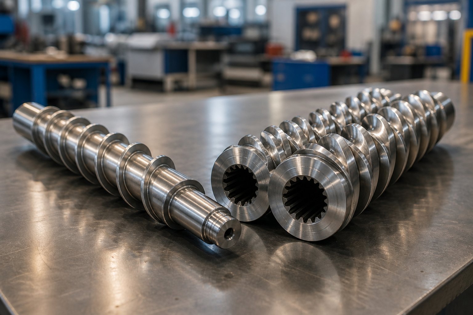 single screw and twin screw extruder screws side by side highlighting the key geometric differences that define their processing capabilities
