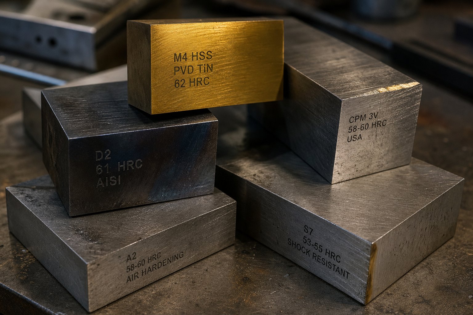 various tool steel grades and surface coatings used in stamping die construction each selected based on wear resistance toughness and application requirements