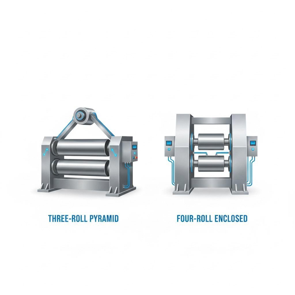 comparison of three roll and four roll bending machine configurations