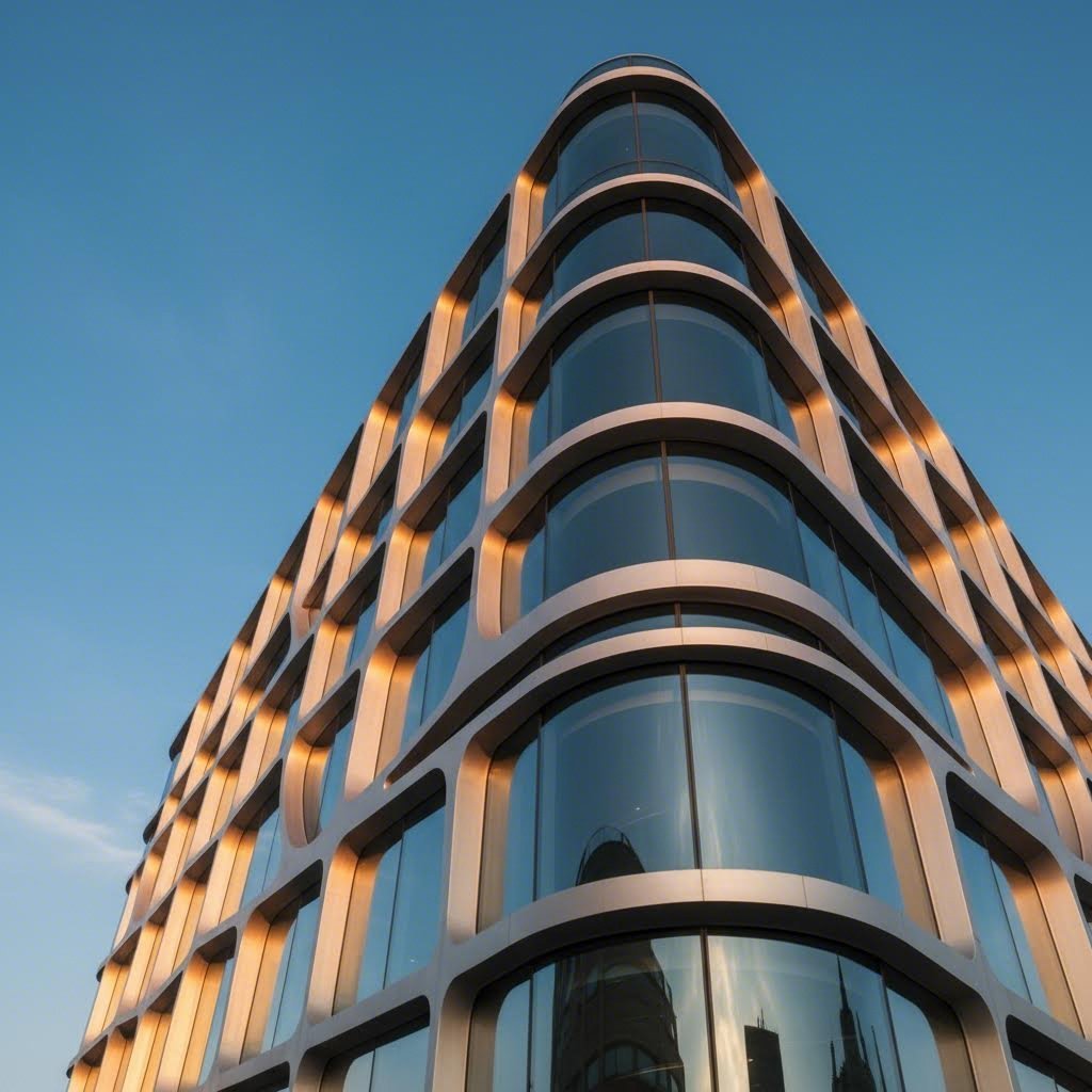 curved aluminum extrusions in modern architectural facade applications