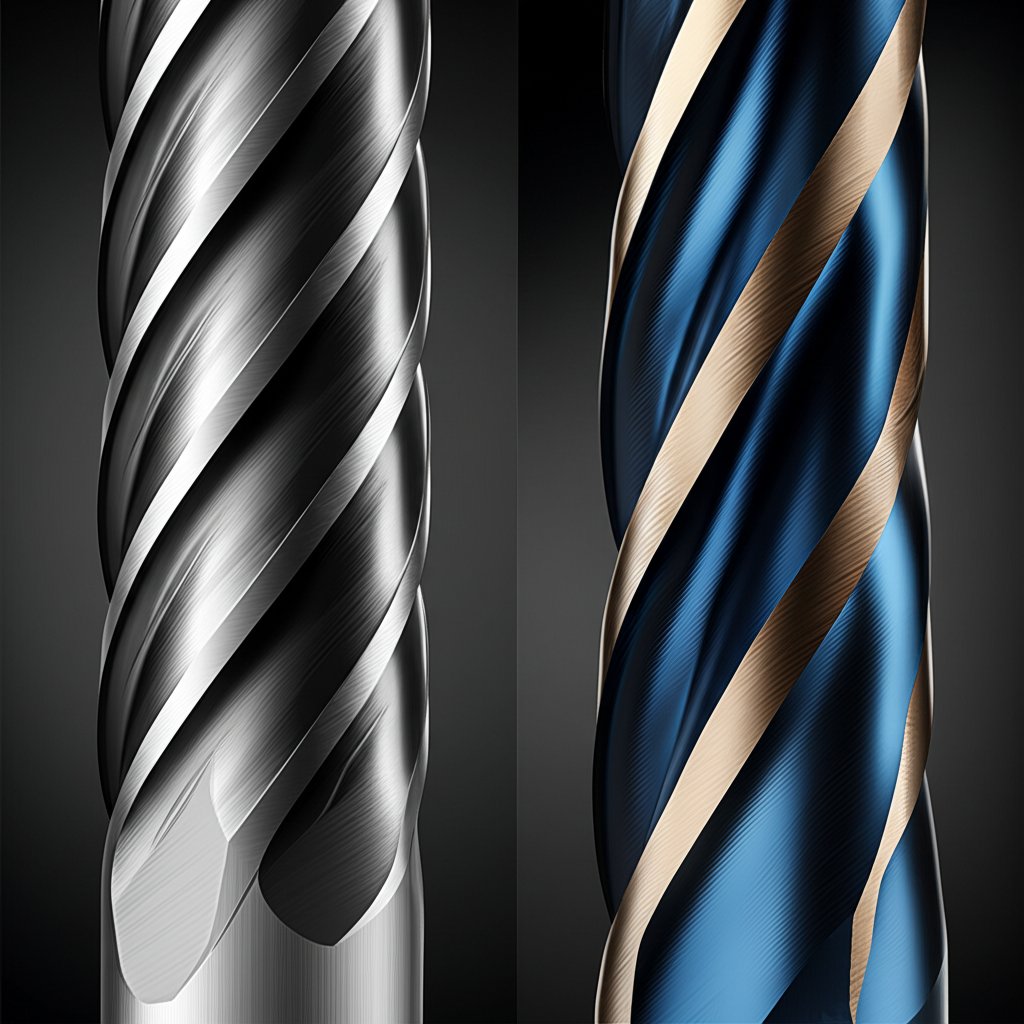 visual comparison of a standard end mill versus a variable helix end mill for chatter suppression