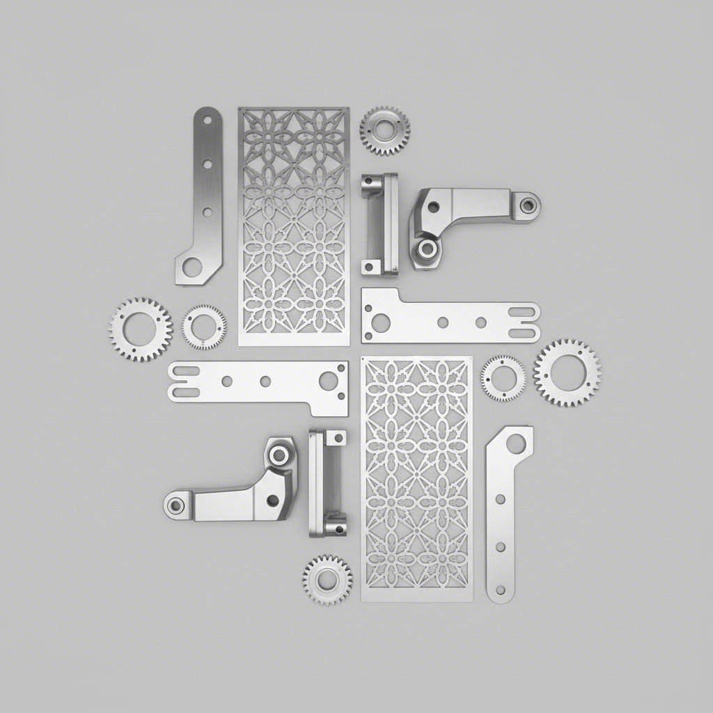 variety of laser cut steel components for automotive architectural and industrial applications