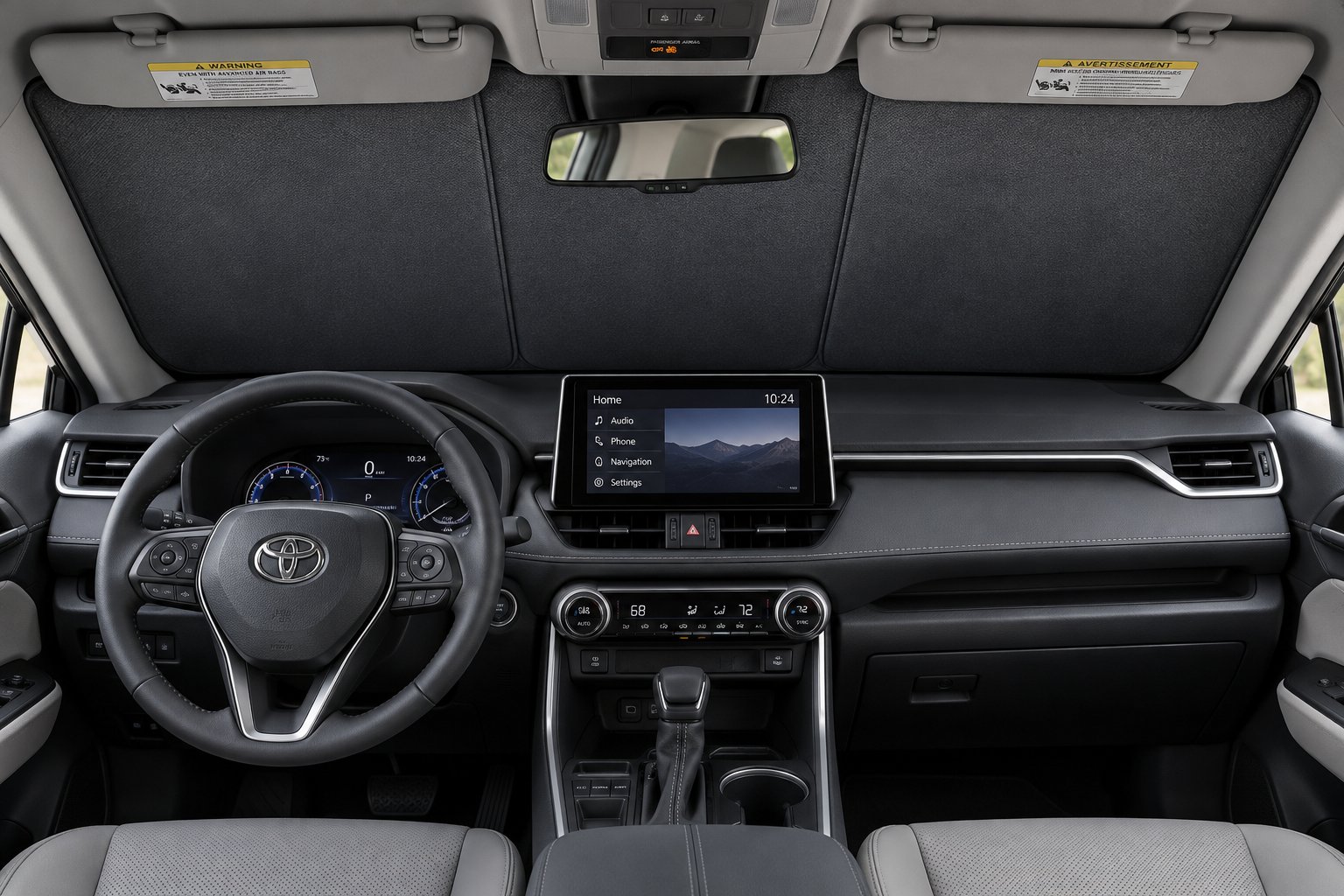 a custom fit sunshade covering the full windshield eliminates gaps that reduce cooling performance