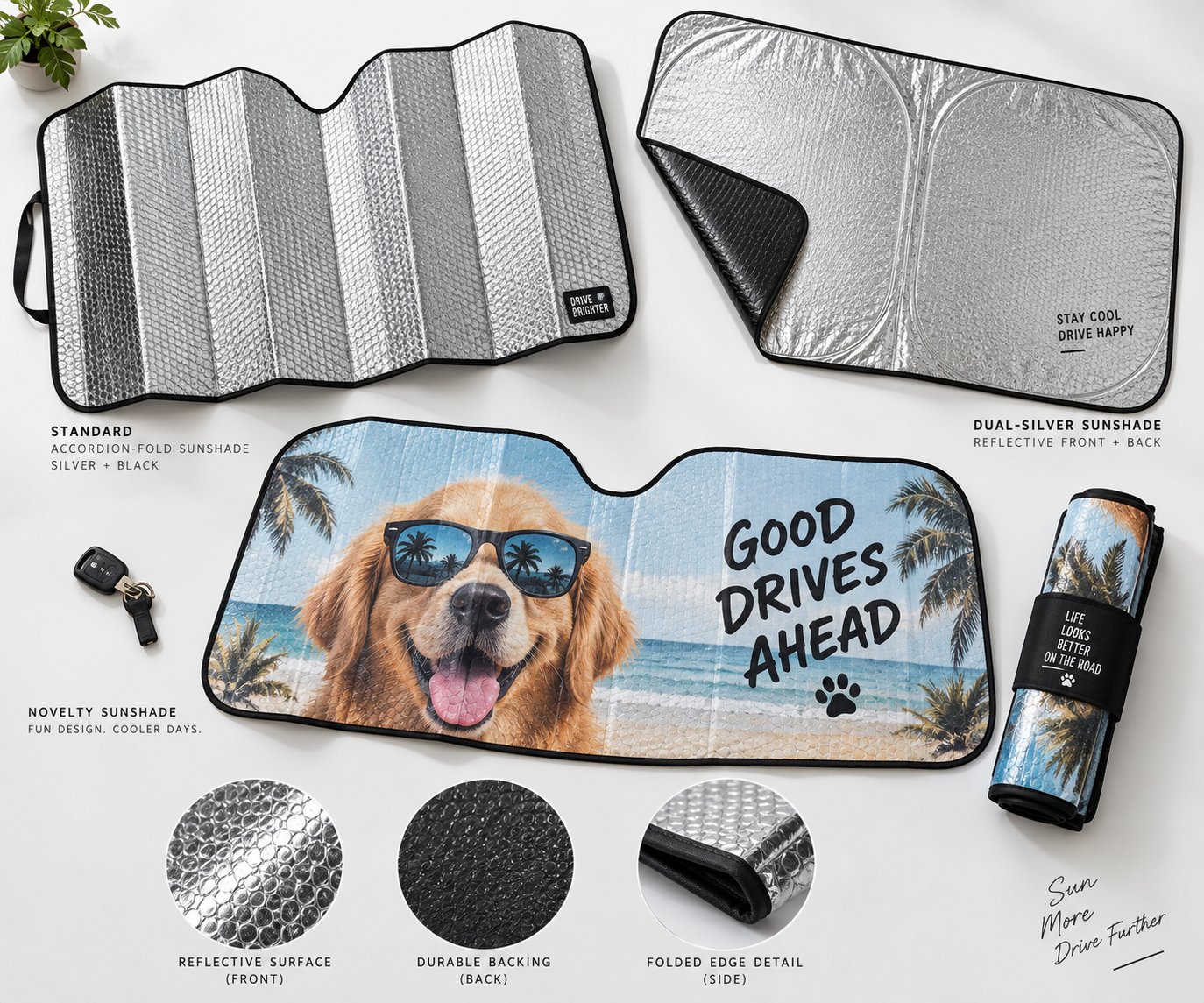 different sunshade types each have specific orientation rules for maximum heat protection