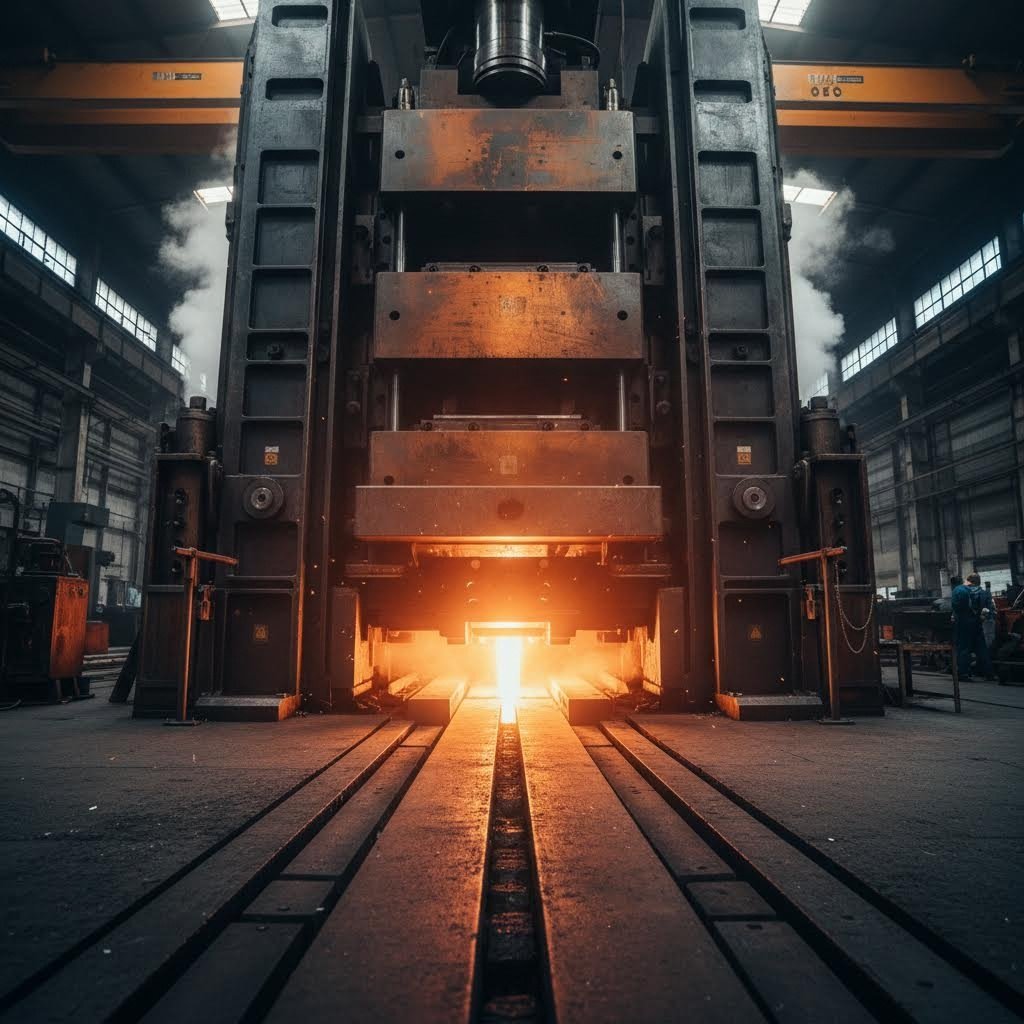 industrial aluminum extrusion process transforming heated billets into precision profiles