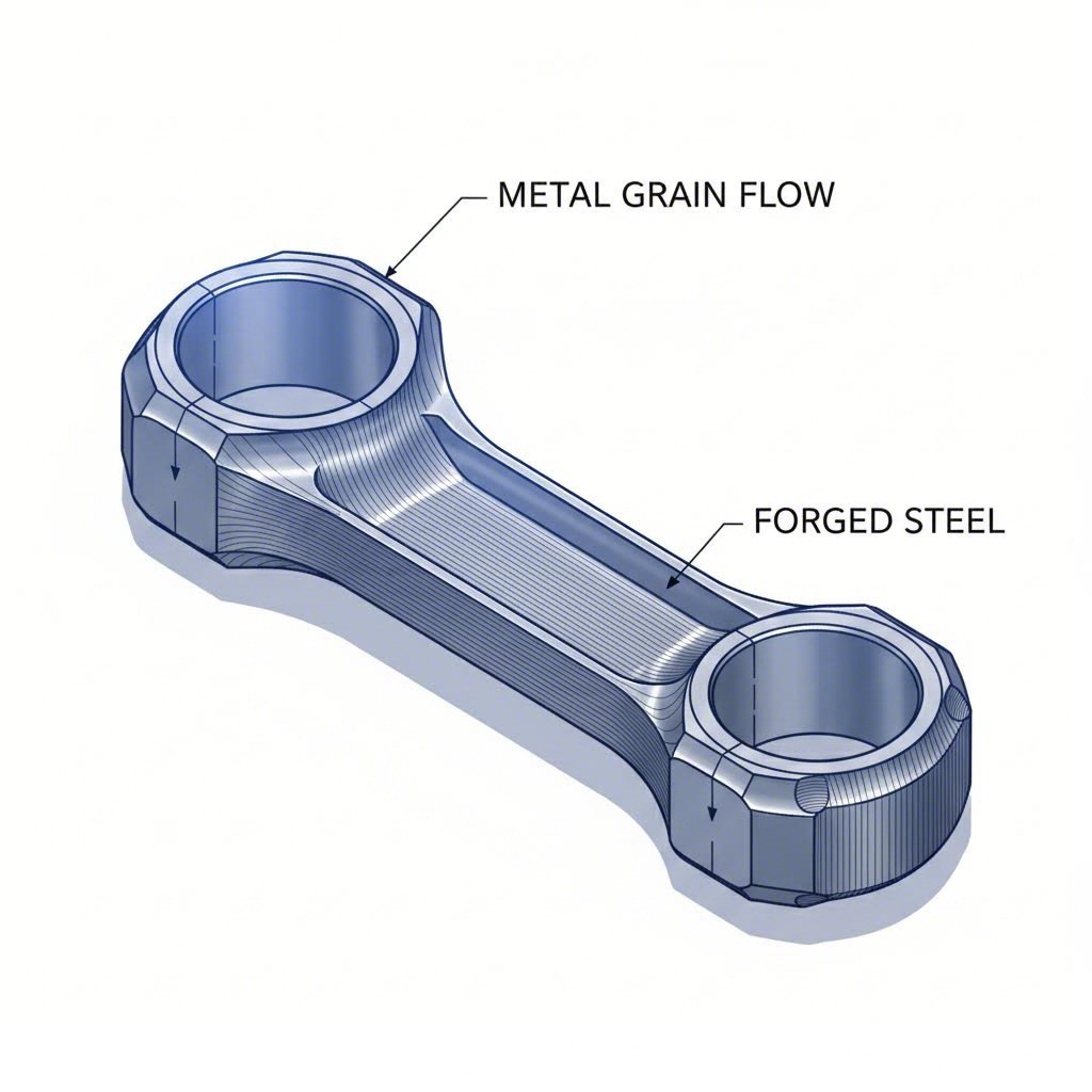 grain structure alignment in forged connecting rods provides superior fatigue resistance