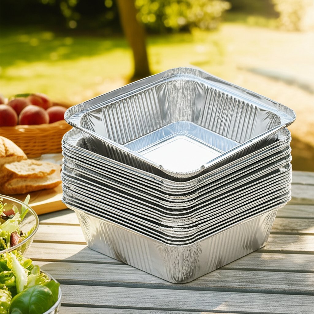 disposable aluminum foil pans for convenient outdoor dining