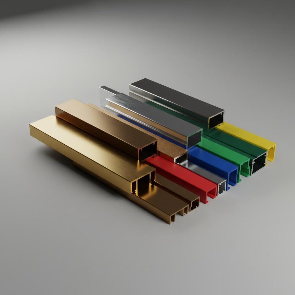 variety of aluminum surface finishes including anodizing and powder coating