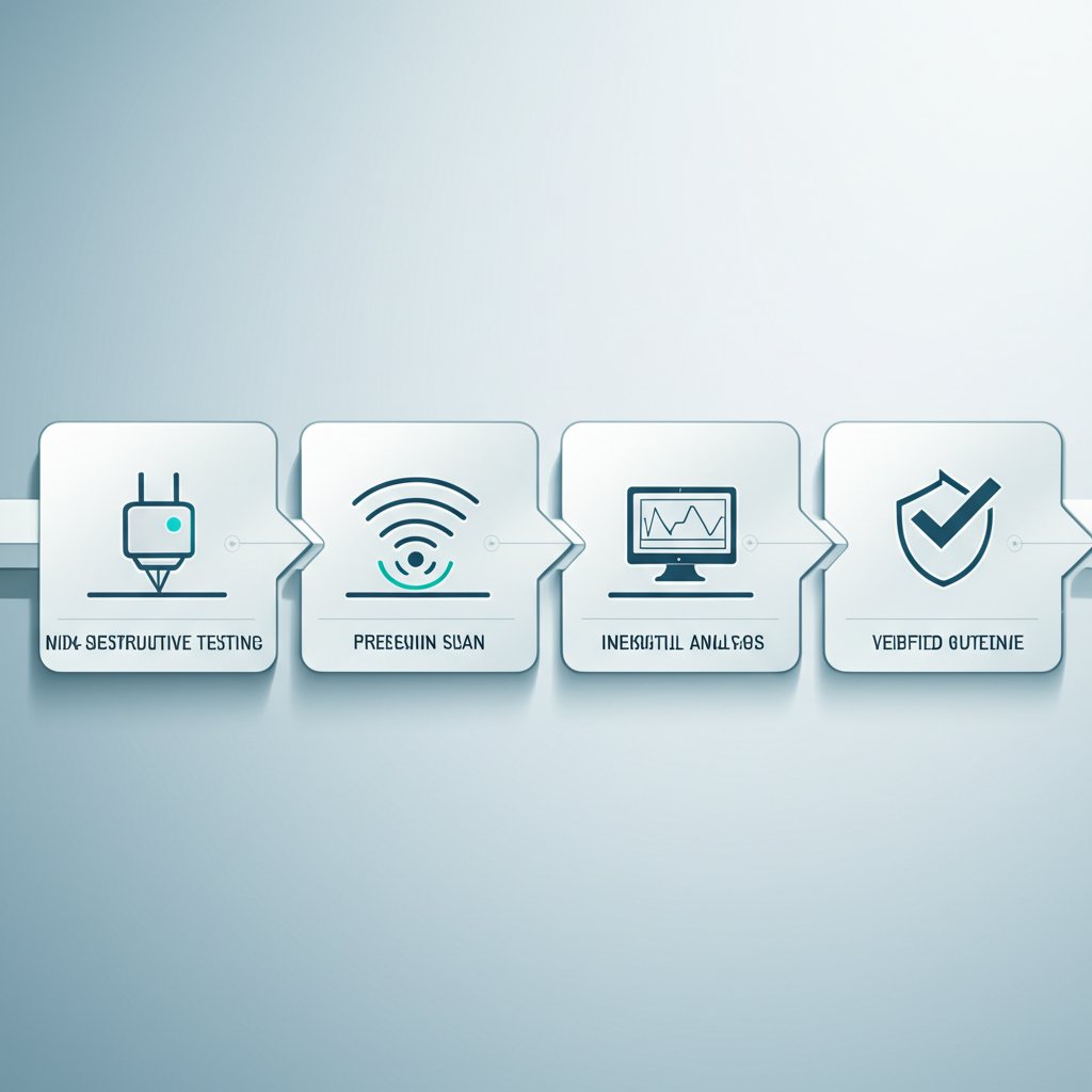 infographic illustrating the four key stages of the ndt inspection process