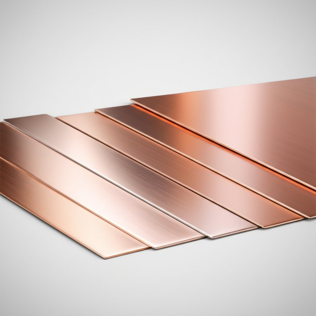 visual comparison of copper sheet thicknesses by gauge and weight for easy selection