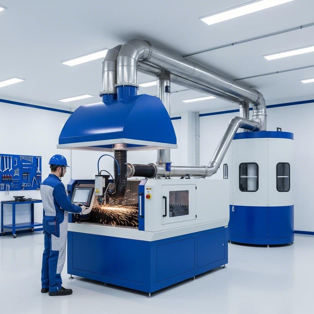 proper fume extraction setup and safety equipment for metal laser cutting operations