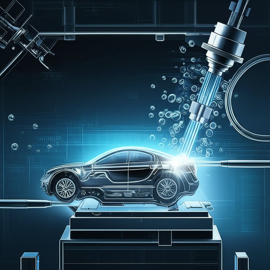 conceptual illustration of the vacuum die casting process removing impurities