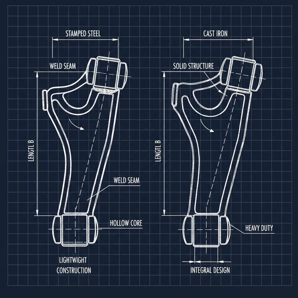 Cross section comparison Hollow stamped steel vs solid cast iron structure
