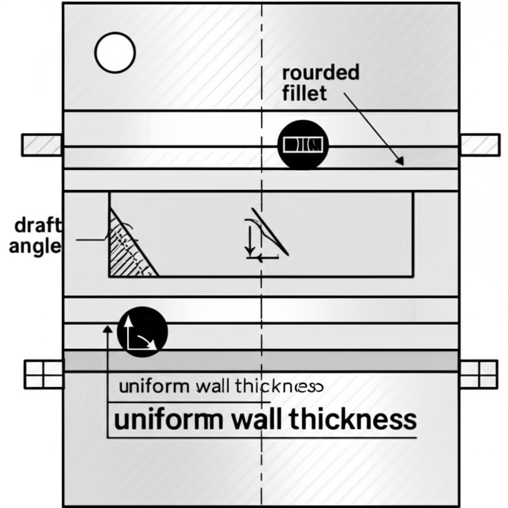 diagram showing best practices for mold design to prevent stress concentration