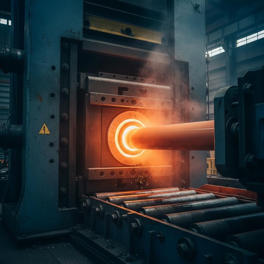 aluminum pipe extrusion process transforming heated billets into precision hollow profiles