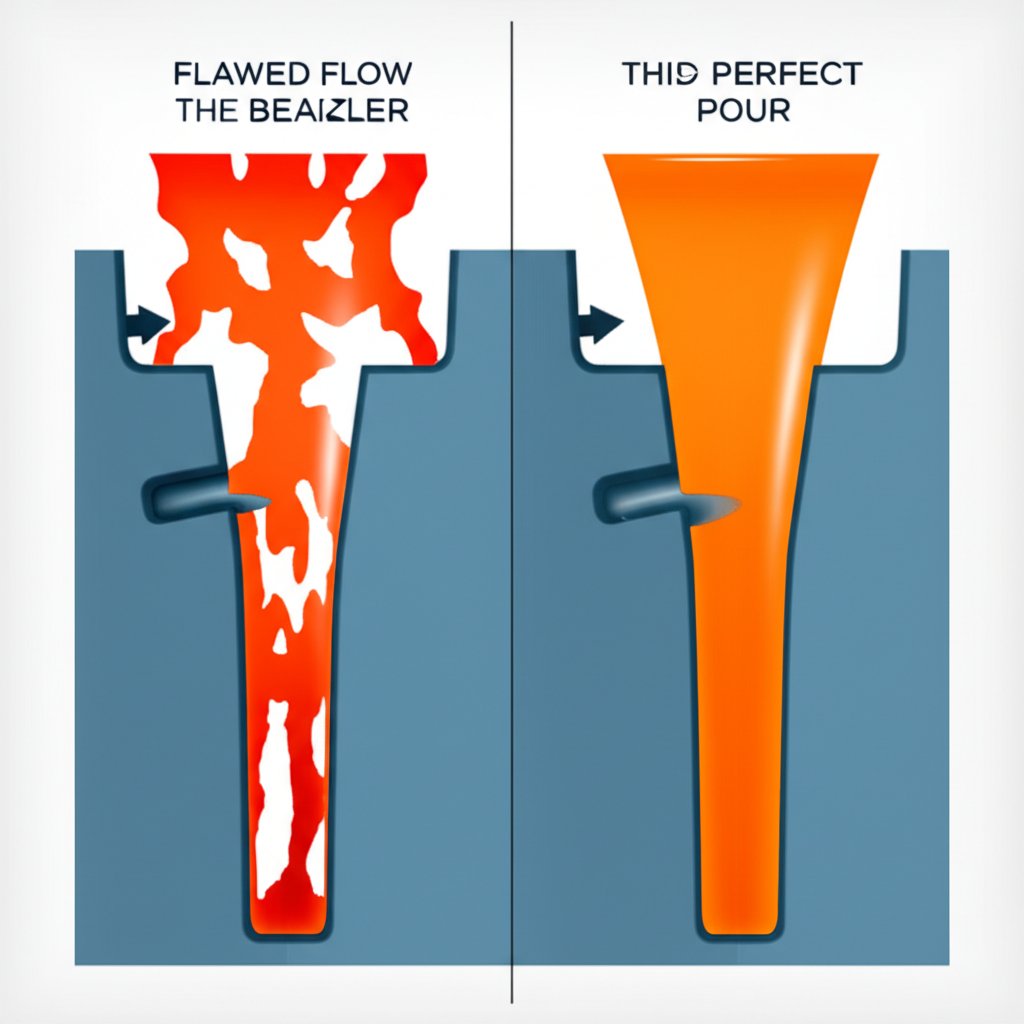 diagram comparing turbulent versus laminar flow based on gate location in die casting