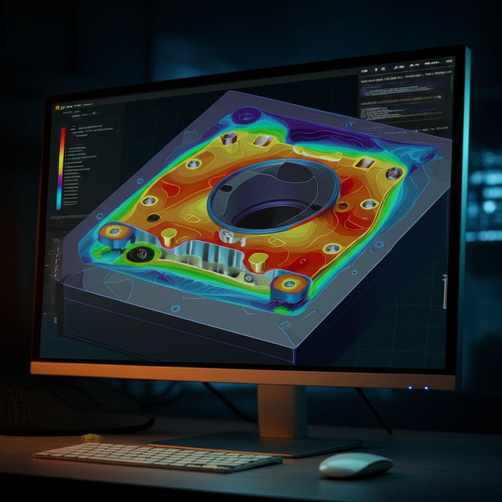 fea simulation for optimizing gate design in a die casting process on a computer screen