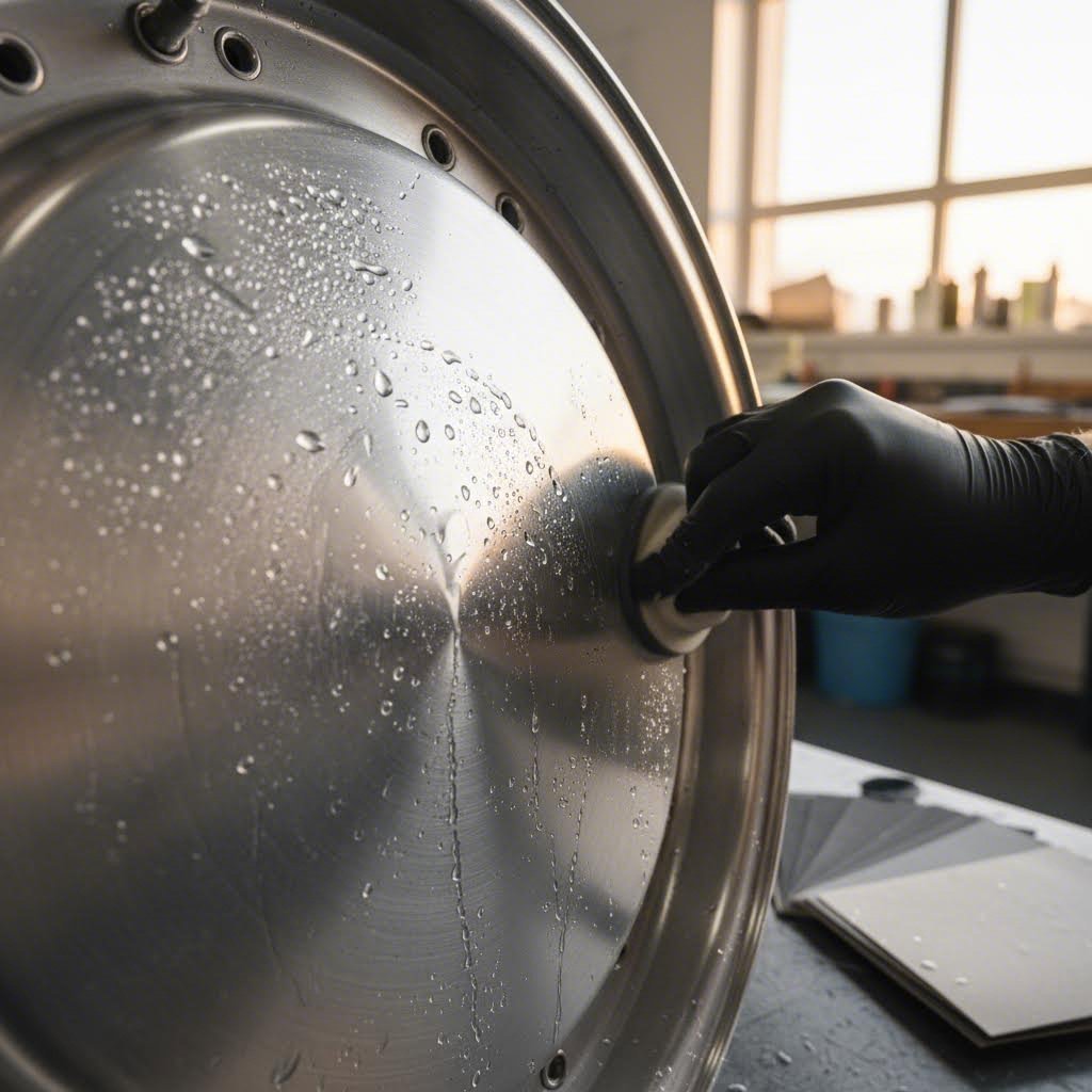 wet sanding technique demonstrating proper grit progression for forged aluminum wheels