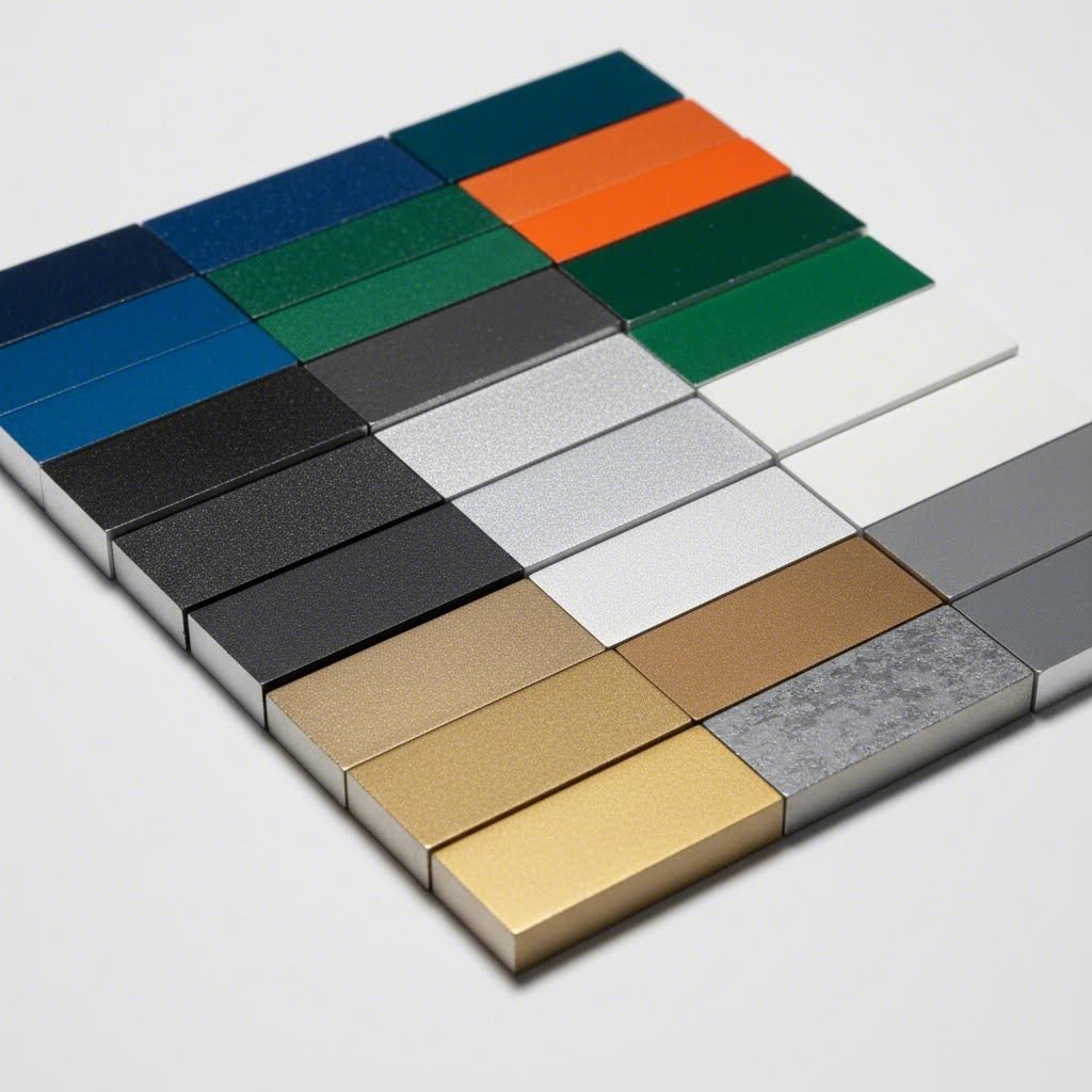 powder coating chemistry samples demonstrating various finish types for aluminum extrusions