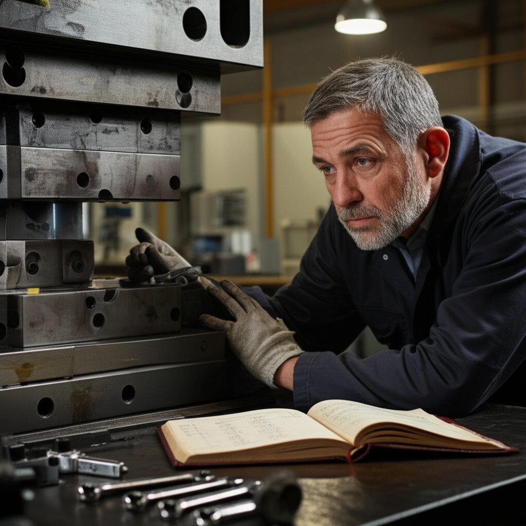 technician performing preventive maintenance on a die set