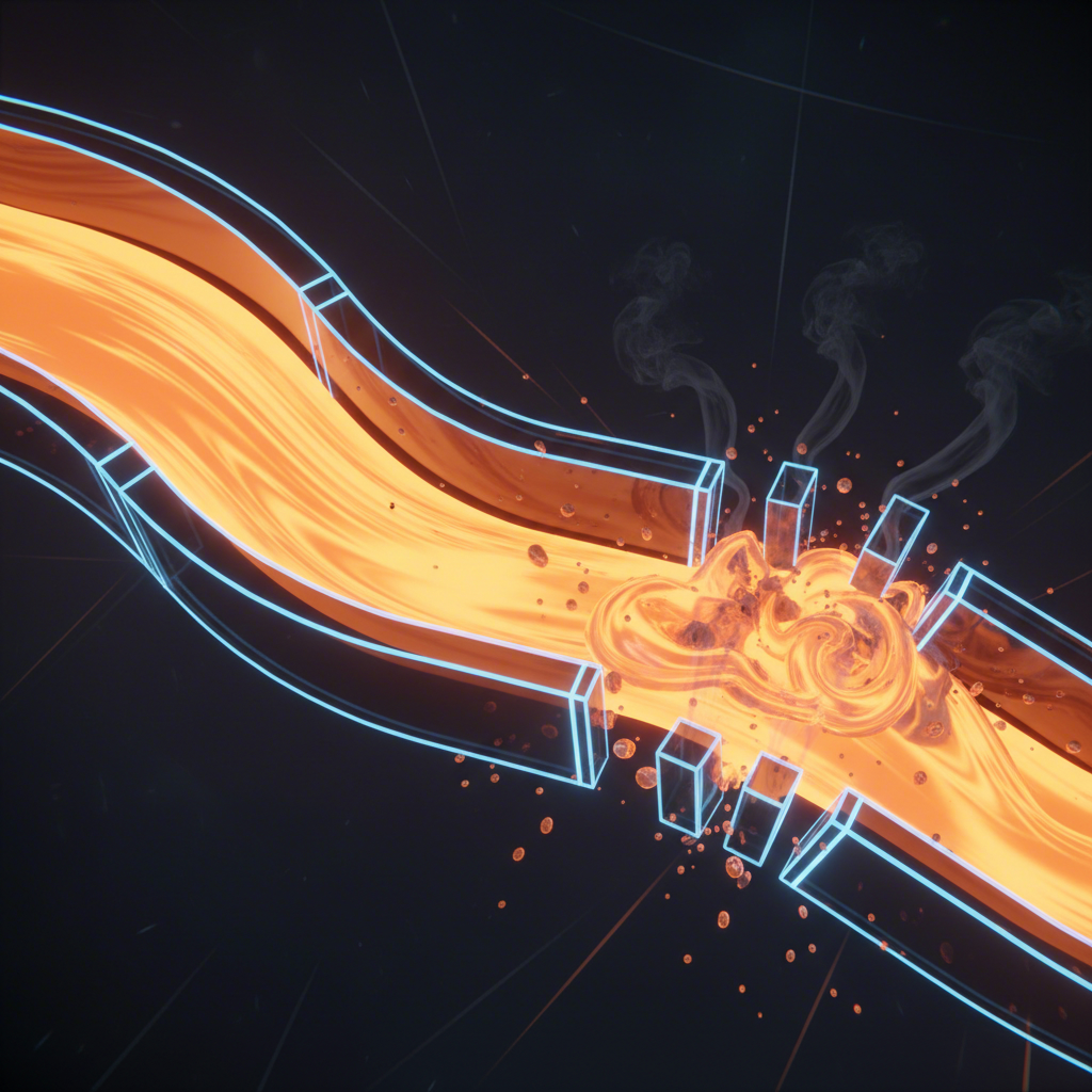 conceptual visualization of molten metal flow influenced by mold design principles