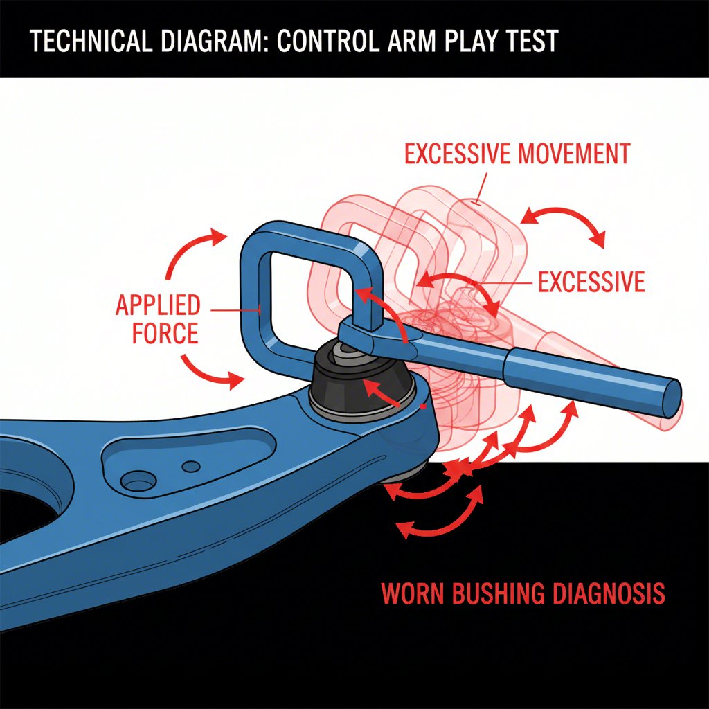 demonstration of how to check for excessive play in a control arm bushing