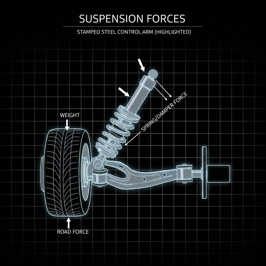diagram of a vehicles suspension highlighting the control arm