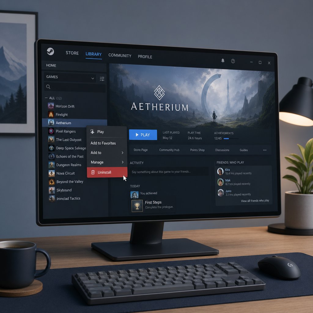 steam's library context menu provides the fastest path to uninstall arena breakout infinite