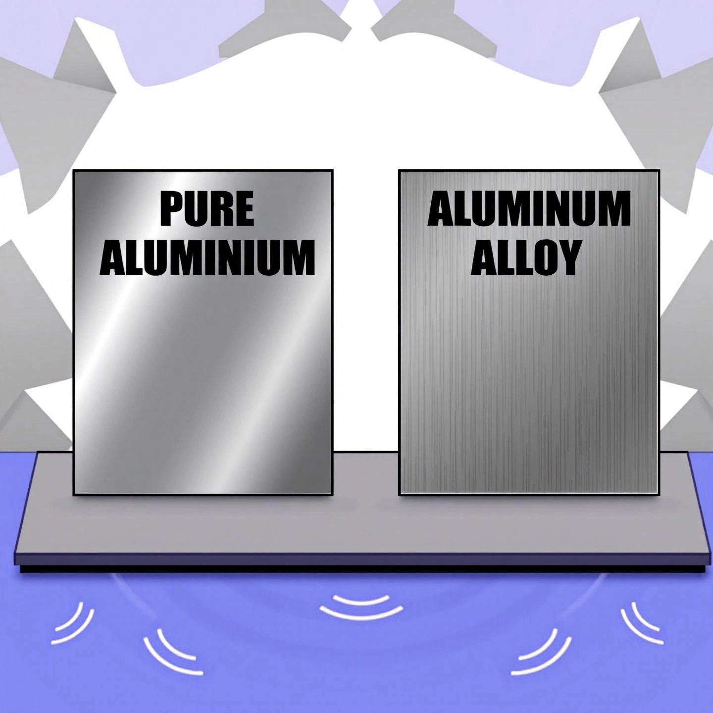 pure aluminum and aluminum alloy samples illustrating differences in melting behavior