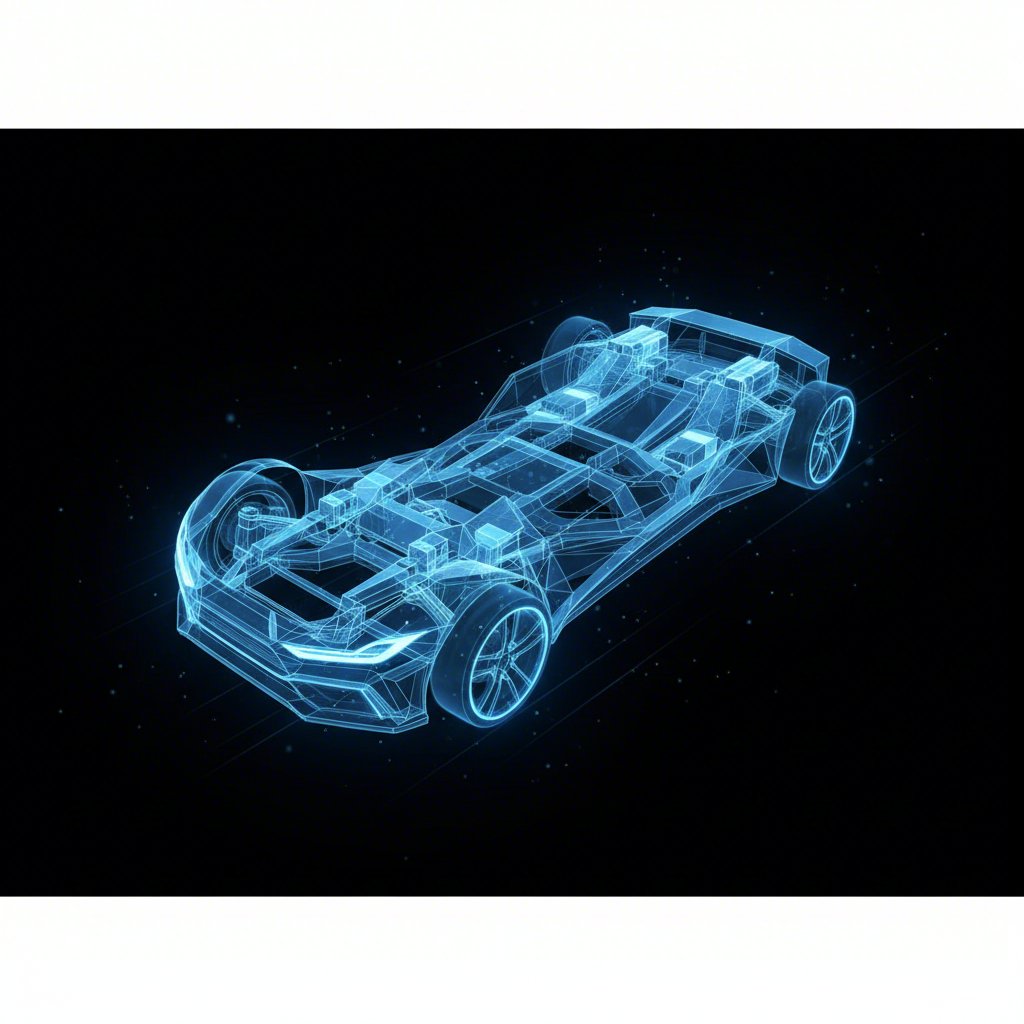 conceptual illustration of a lightweight magnesium alloy ev chassis