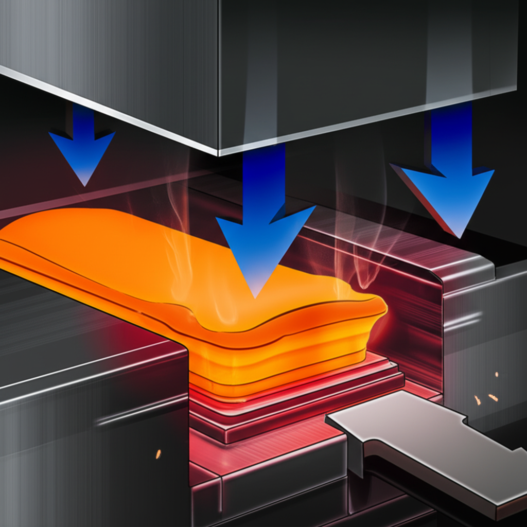 a diagram illustrating the closed die forging process for automotive parts