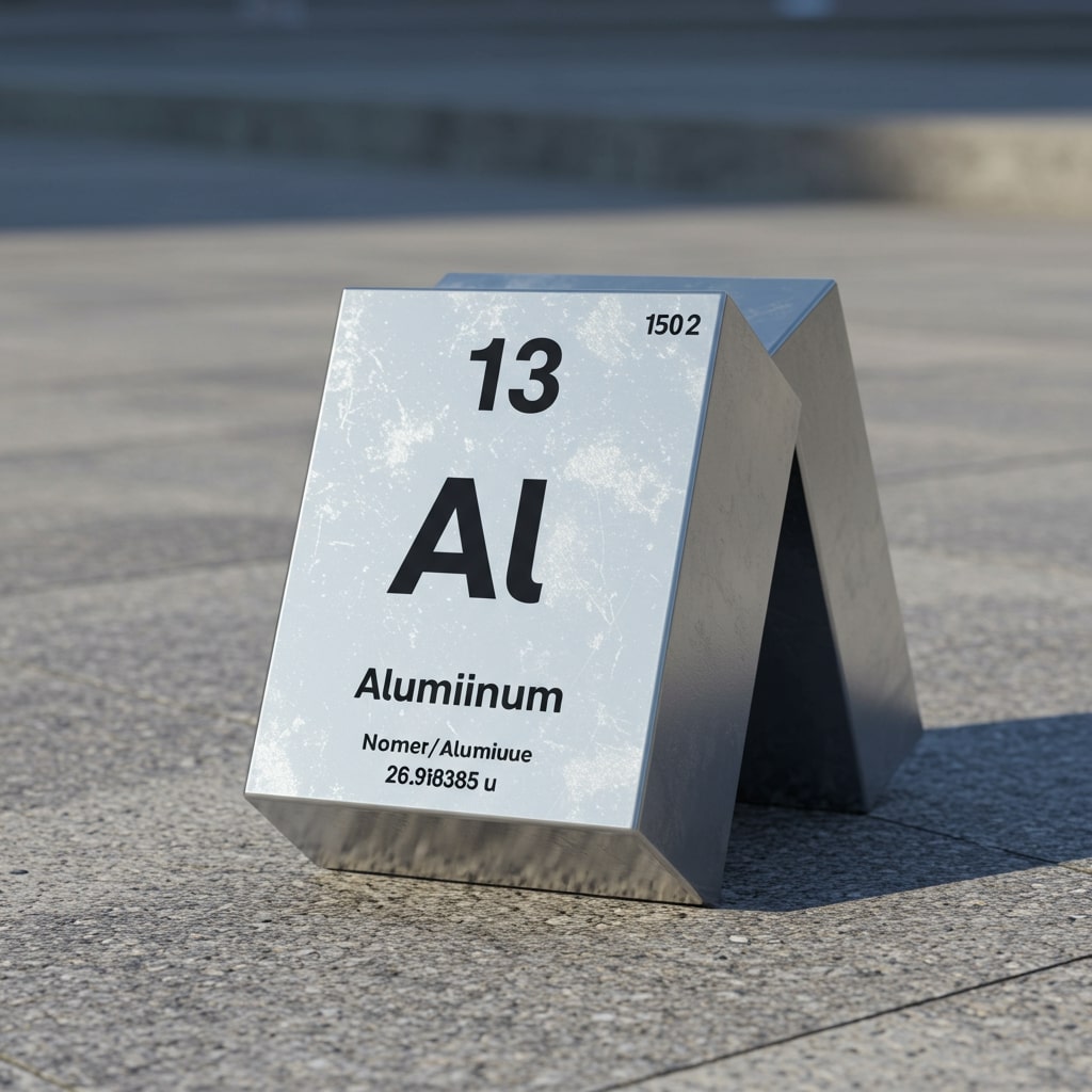 aluminum highlighted on the periodic table with symbols for its metallic traits