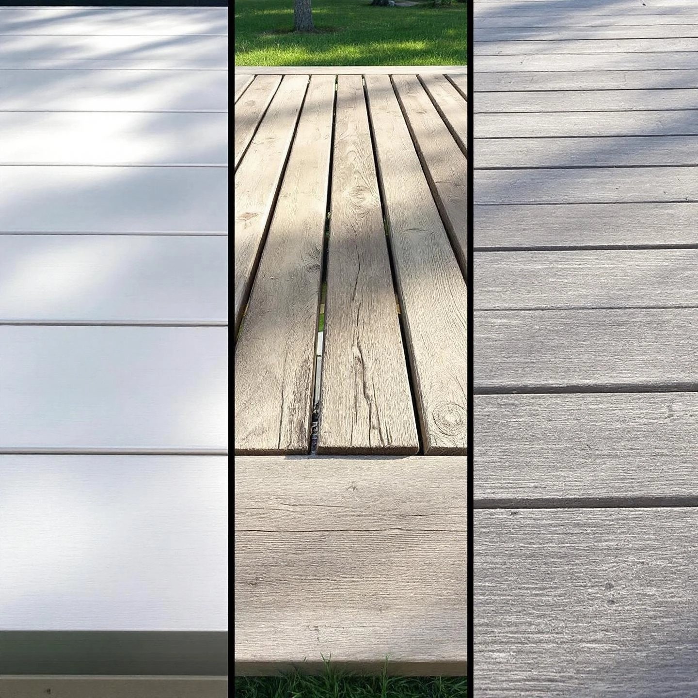visual comparison of aluminium wood and composite deck surfaces