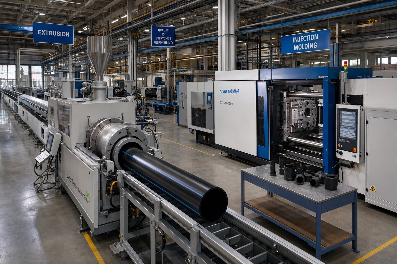 primary polymer processing methods including extrusion and injection molding serve different product geometries and volumes