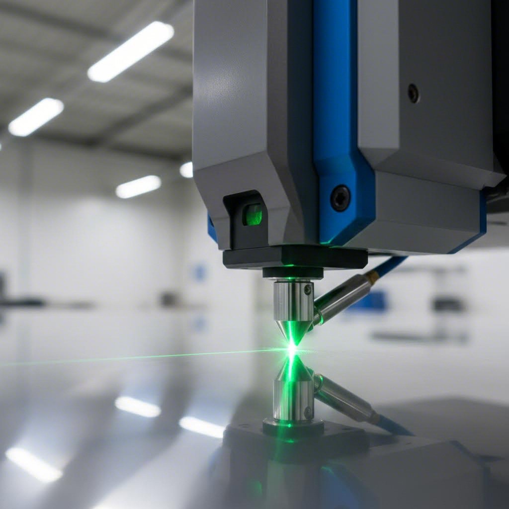 laser cutting head aligned and ready for precision metal cutting operation