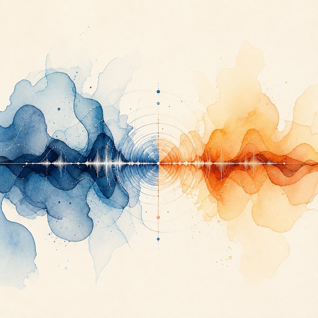 abstract visualization of crescendo and decrescendo as opposing dynamic forces in music