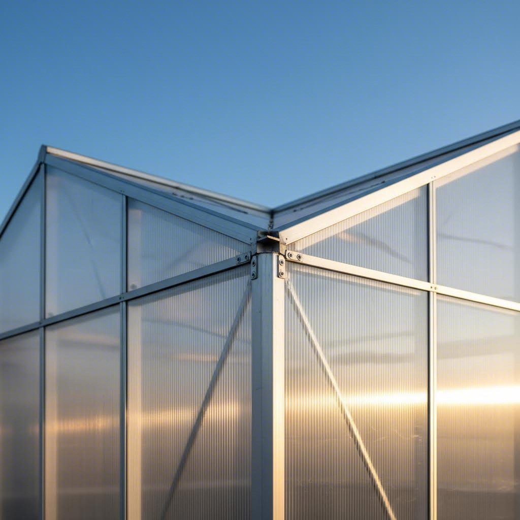 aluminum extrusion profiles securing polycarbonate panels in a modern glazing application